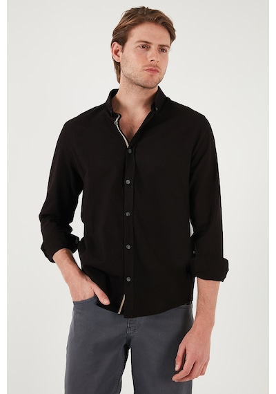 Buratti Pamuklu Regular Fit Düğmeli Yaka Erkek Gömlek Cf20S111871 Siyah