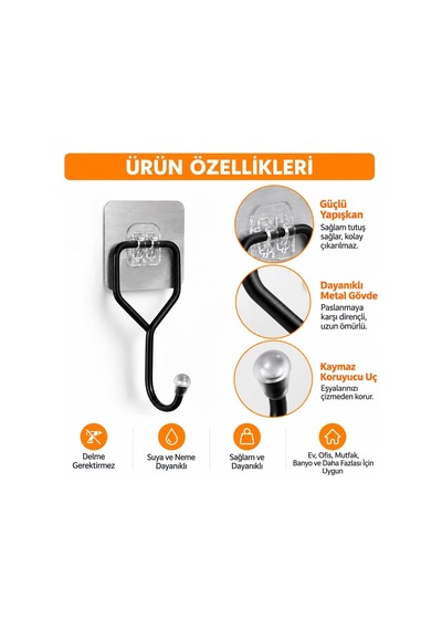 Tekli Duvara Yapışkanlı Askı, Paslanmaz Metal Havlu Askısı, Delme Gerektirmeyen Güçlü Yapışkanlı Duvar Askı Diğer