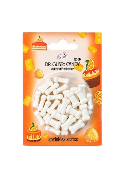 Dr. Gusto Beyaz Kemik Şekilli Pasta Süsleme Şekeri