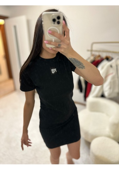 Moystore Alxndrwng Siyah Basic Yarım Kollu Elbise Siyah