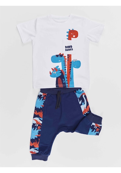 Denokids Dino Dudes Erkek Çocuk T-shirt Kapri Şort Takım