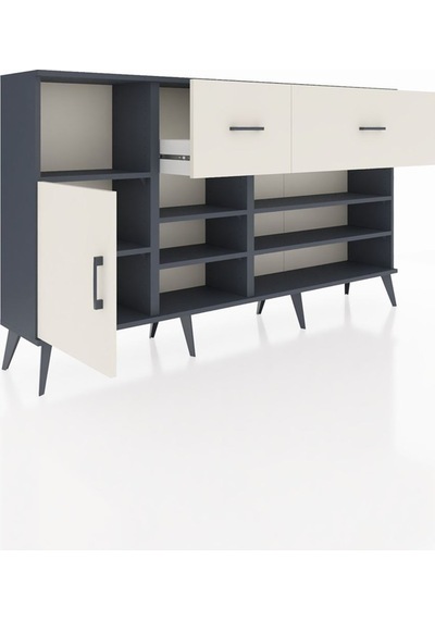 Arges Konsol 6 Raflı 2 Çekmeceli Tek Kapaklı 176x30x99 Antrasit-aytaşı Aytası - Antrasıt Arges Konsol 6 Raflı 2 Çekmeceli Tek Kapaklı 176x30x99 Antrasit-aytaşı Aytası - Antrasıt