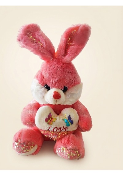 Peluş Pullu Tavşan-50 Cm Koyu Pembe