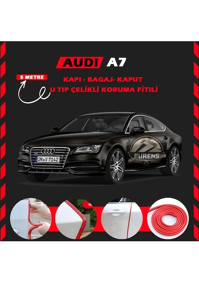 Audi A7 Oto Araç Kapı Koruma Fitili 5metre Parlak Kırmızı Renk