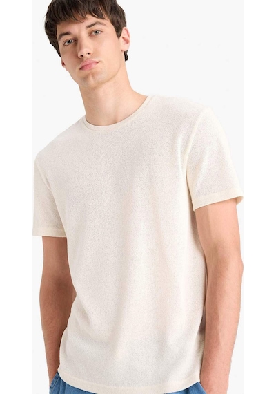 DeFacto Regular Fit Bisiklet Yaka Kısa Kollu Triko Görünümlü Tişört E3963AX25SMWT46 DeFacto Regular Fit Bisiklet Yaka Kısa Kollu Triko Görünümlü Tişört E3963AX25SMWT46
