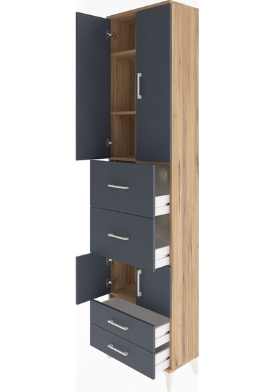 Arges Dolap 4 Raflı 4 Çekmeceli 4 Kapaklı 60x30x243 Çam-antrasit Çam Arges Dolap 4 Raflı 4 Çekmeceli 4 Kapaklı 60x30x243 Çam-antrasit Çam