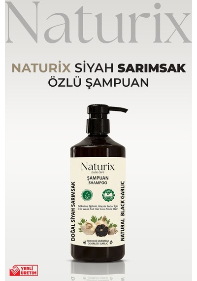 Naturix Saç Dökülmesine Karşı Tuzsuz Siyah Sarımsak Şampuan 600 ML