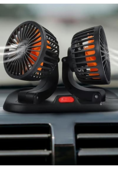 Çift Başlı Araç İçi Vantilatör 12v Çakmak Girişli Ayarlanabilir Oto Fan