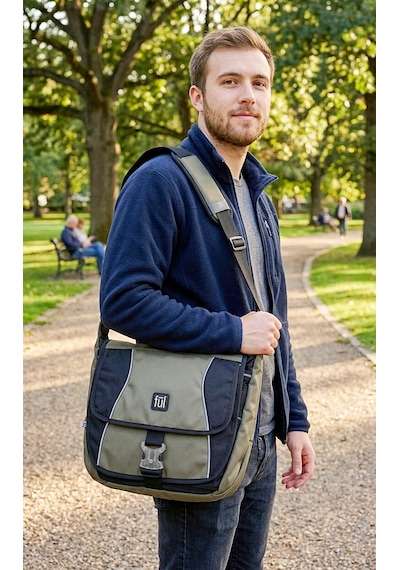Ful - Noble Haki-siyah Gündelik Spor Messenger Omuz Çantası Haki/siyah