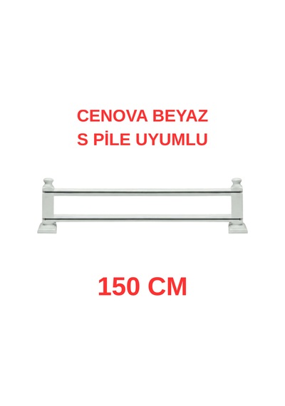 Cenova S Pile Ve Perde Düğmesi Uyumlu Çetray Çift Raylı Modern Ahşap Rustik Beyaz 150 Cm Beyaz