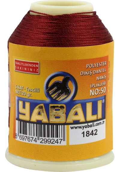 Abarta Yabalı Polyester Dikiş Dantel Nakış Ipliği 6 Katlı No:50 -20 Gram 1 Adet Renk:1842