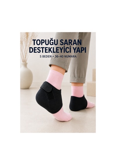 Topuk Destek Çorabı S Beden 36-40 Ayarlanabilir Cırtlı Günlük Kullanım -