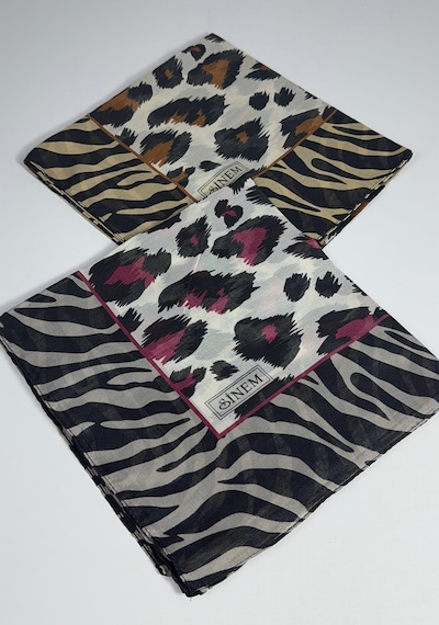 Sinem İndia Leopar Desen 2'li Eşarp -6294 Fuşya-taba