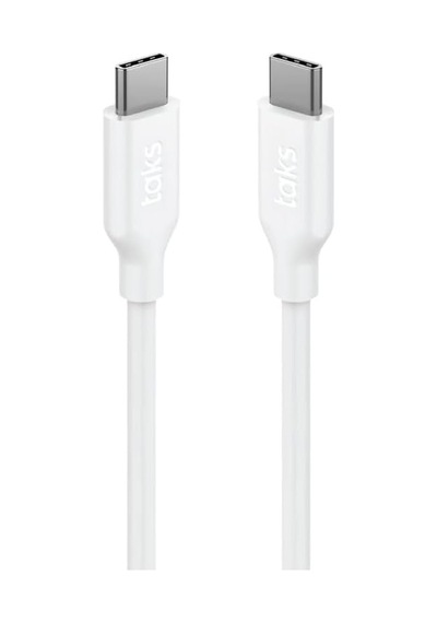Taks Usb-c - Usb-c 120cm 60w Pd/qc Hızlı Şarj/data Kablosu Beyaz