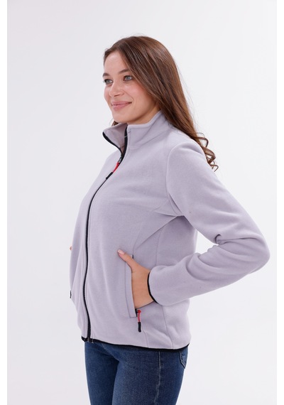 Monox Kadın Slim Fit Tam Fermuarlı Polar Ceket Gri