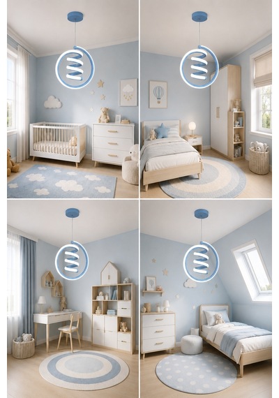 AvizeGO Venor Led Sarkıt Avize Çocuk Odası Beyaz Işık Açık Mavi