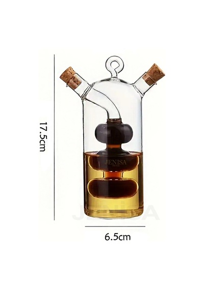 Çift Hazneli Cam Premium Yağdanlık & Sirkelik -360ml Zarif Ve Şık Tasarım Şeffaf