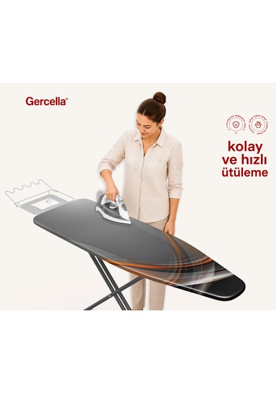 Hediyeli Gercella Number One Turuncu Ütü Masası Kılıfı Bezi Örtüsü Gri-turuncu