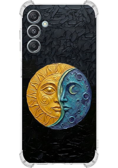 Samsung Uyumlu Galaxy M34 İle Köşe Korumalı Kılıf Metamorfoz Ekinoks Tasarımlı Uv Baskılı Şeffaf