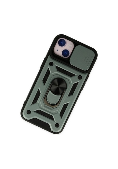 Apple İphone 14 Kılıf Pars Lens Yüzüklü Silikon - Yeşil