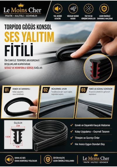 Byd Dolphin Design Torpido Göğüs Konsol Rüzgar Ve Ses Önleyici Fitil