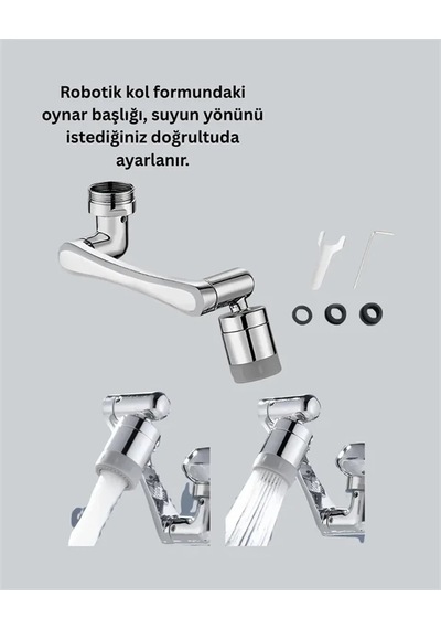 Çok Yönlü Dönebilen Musluk Başlığı 2 Fonksiyonlu Su Akışı .