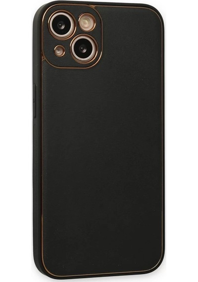 Newface Apple, Uyumlu iPhone 14 Plus Kılıf Coco Deri Silikon Kapak - Siyah