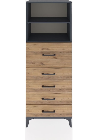 Hyperion Dolap 2 Raflı 5 Çekmeceli 60x44x163 Antrasit-çam Antrasit Hyperion Dolap 2 Raflı 5 Çekmeceli 60x44x163 Antrasit-çam Antrasit