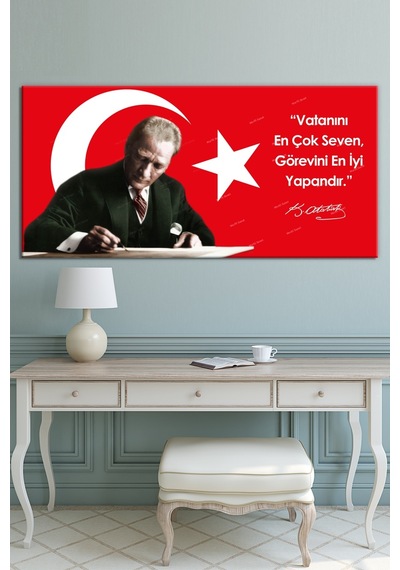 Atatürk Makam Panosu Tablosu Kanvas Tablo Resmi Kurumlar Okullar 75 x 145