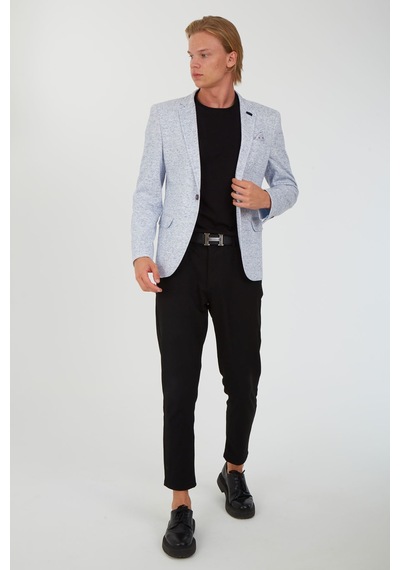 Sposo 5106 Dar Kalıp Yarım Astarlı Beyaz Erkek Blazer Ceket Beyaz