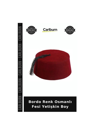Bordo Renk Osmanlı Fesi Yetişkin Boy Parti Aksesuarı Hatıra Detayı Etkinlik Unsuru +3
