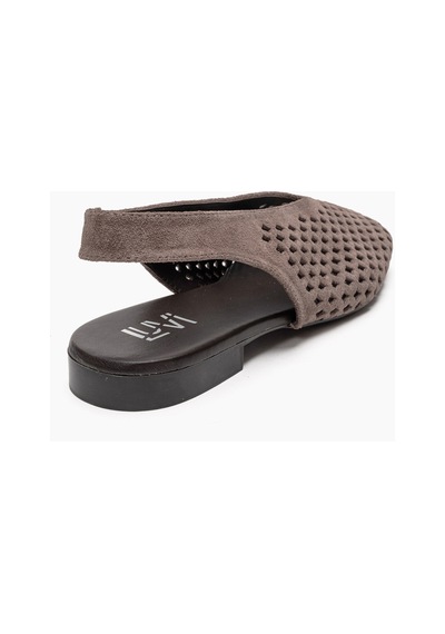 Luvishoes Delızıa Vizon Süet Hakiki Deri Önü Kapalı Lazer Kesim Kadın Sandalet