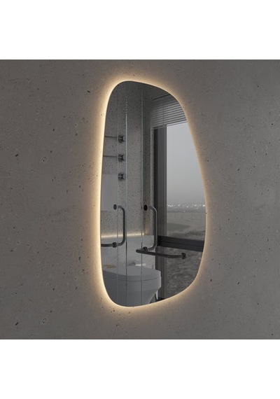 40x64 Cm Oval Dokunmatik Dim Edilebilir Led Ayna - 3000k Günışığı Sarı