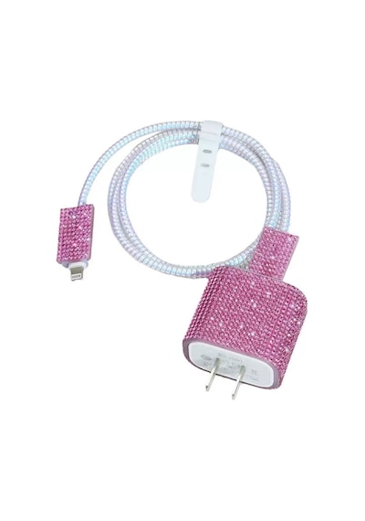 Işıltılı Taşlı Lüx Şarj Aleti Koruyucu 4in1 Set Rose Gold