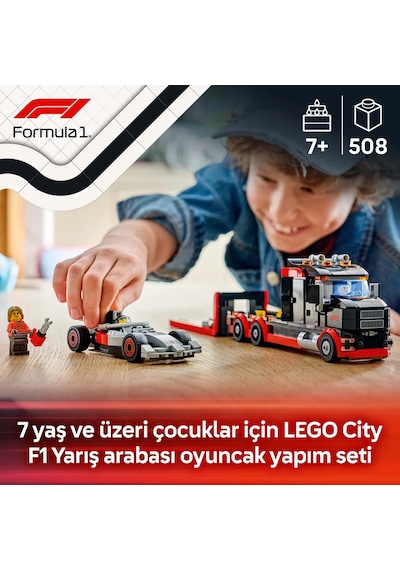 LEGO® City Audi F1® Yarış Arabalı F1® Sergileme Kamyonu 60493 – 7 Yaş Üzeri için Minifigür İçeren Oyuncak Yapım Seti (508 Parça)