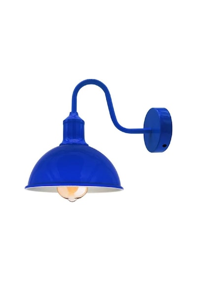 Riolight Vintage1,rustik1,retro1 Koyu Mavi Metal Otel,cafe,odaklar İçin Duvar Aplik Şapka Çapı:23cm Mavi