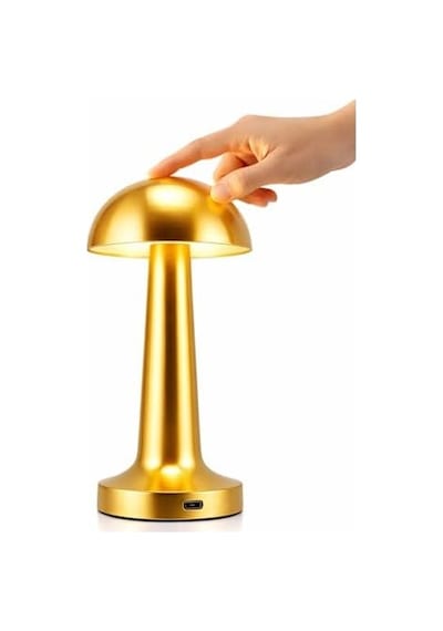 Mantar Lamba Dokunmatik 3 Kademeli Led Masa Lambası Şarj Edilebilir Kablosuz Taşınabilir Gece Lambası Dekoratif Gold Abajur .