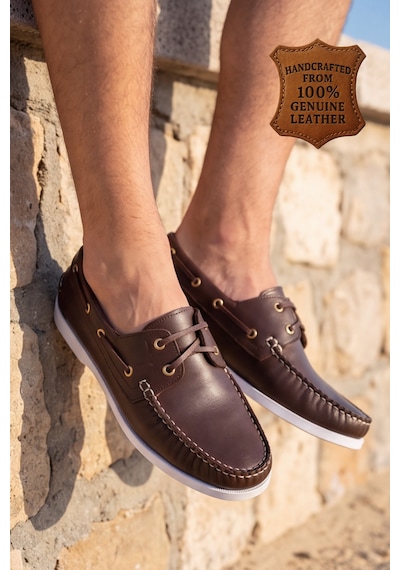 Nautical Hakiki Deri Kahverengi Kauçuk Anti Sararma Özellikli Taban Boat Shoe Loafer Makosen Cas... Beyaz - Kahverengi Nautical Hakiki Deri Kahverengi Kauçuk Anti Sararma Özellikli Taban Boat Shoe Loafer Makosen Cas... Beyaz - Kahverengi