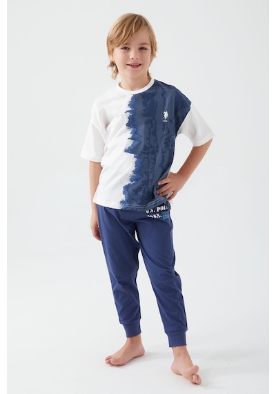 U.S. Polo Assn. 1339 Garson İntense Creams Erkek Çocuk Kısa Kol Pijama Takım 001