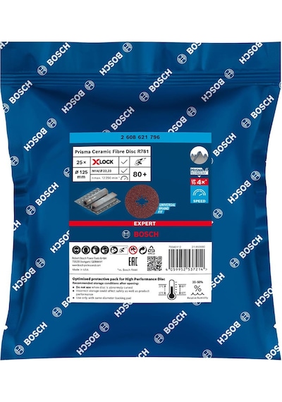Bosch Expert X-lock - 125 Mm 80 Kum Metal İçin Prisma Teknoloji Fiber Zımpara Diski  - 2608621796