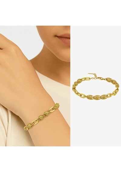 Tesbihane Kadın Xuping Bileklik - İtalyan Seyrek Küp Model - Tigers Eye Detaylı - Altın Renk