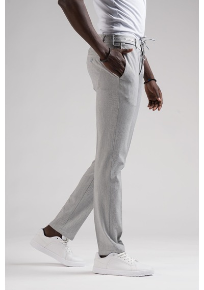Ecer Slimfit Beli Yarım Lastikli Ve İplikli İnce Çizgili Yazlık Jogger Pantolon 001
