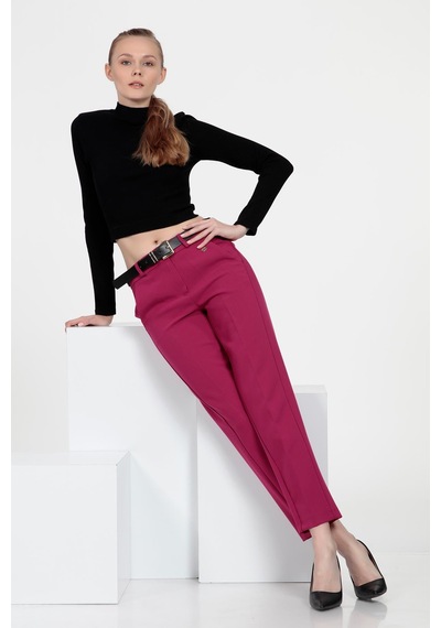 Cepli Cigarette Fit Pantolon Fuşya