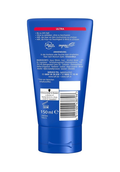 4. Derece Tutuş Gücüne Sahip Ultra Şekillendirici Jel 150 Ml , Güçlendirilmiş, Yapışkan Olmayan Saçlar İçin Jel, Nemli Ve Rüzgarlı Havalarda Bile 24 Saate Kadar Tutuş Sağlar.