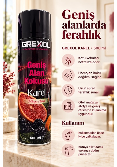 Vivanni Home Karel Ev Ofis Mağaza Oda Kokusu 500 Ml Kötü Kokuları Nötralize Eden Geniş Alan Spreyi Meyveli