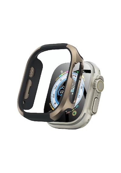 Movenchy Apple Watch Ultra 49mm Mo-wt3 Alüminyum Camlı Kasa Ekran Koruyucu - Gold