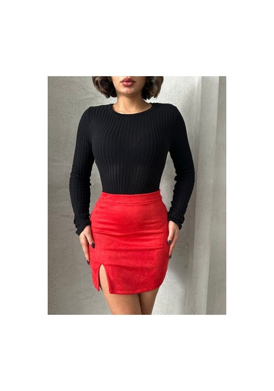 Verymoda Süet Mini Etek - F1573 Kırmızı
