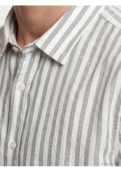 Lcw Vision Yeşil Regular Fit Çizgili Armürlü Erkek Gömlek
