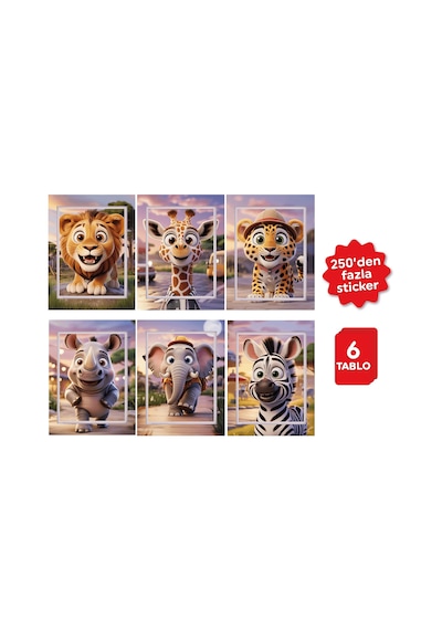 Playever Sticker Puzzle - Safari, Çıkartmalı Yapboz Etkinlik Kitabı