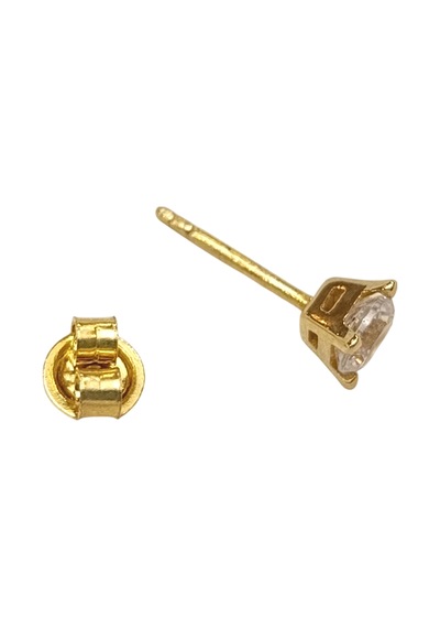 4.6mm Tekli Tek Taş Vidalı Küpe 14 Ayar Altın Hd Videolu Sarı